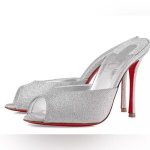 Christian Louboutin Me dolly silver glitter mules sandals